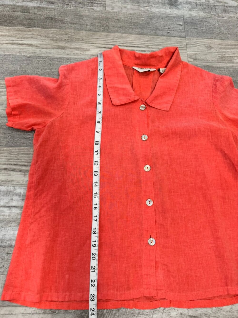 Orvis coral hemp short sleeve button front womens shirt oversize small J2 - Picture 4 of 5